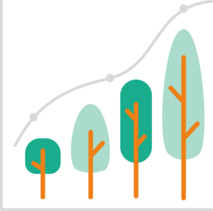 Icon representing tree growth trends