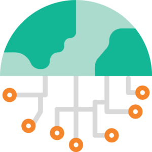 Icon representing data and tech